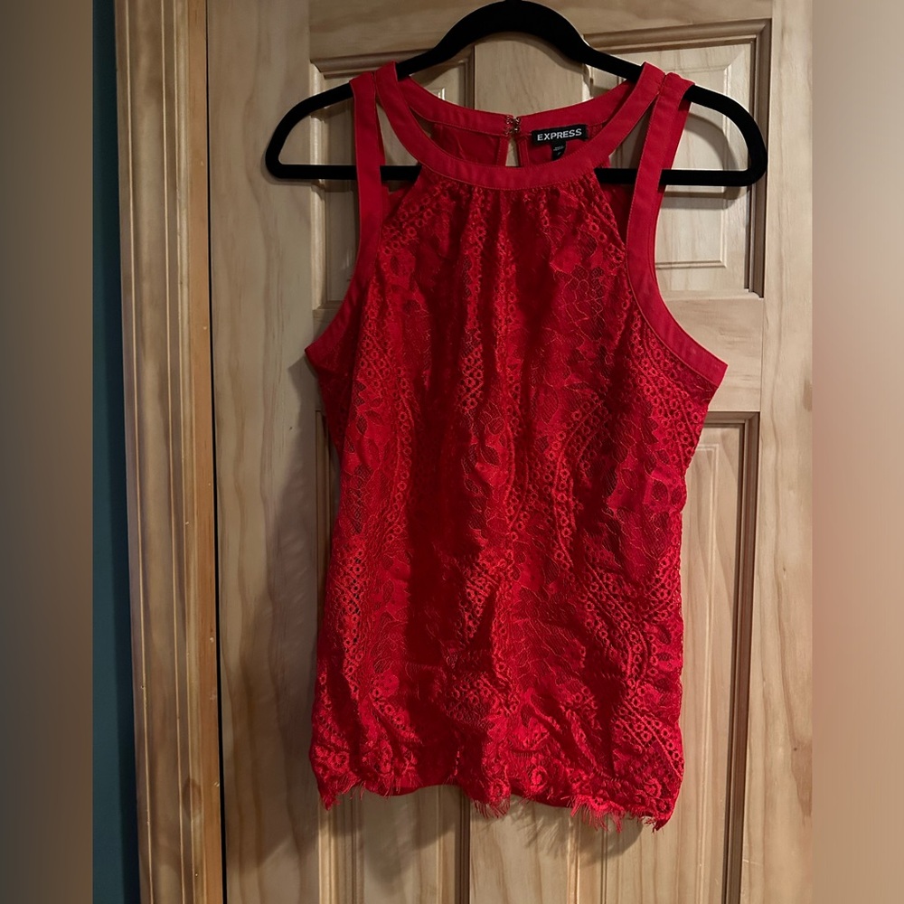 Express Red Lace Blouse